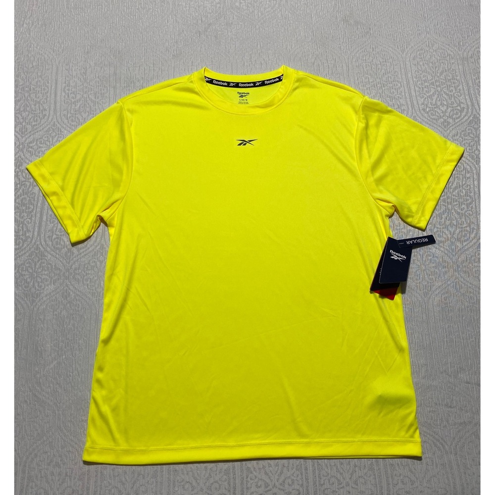 Reebok Mens Tech Tee Performance T-Shirt Electric Yellow Active Gym Top Large